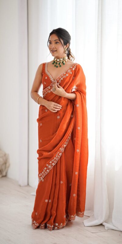 SP 61 Rust Color Fendy Silk Saree With Sequins Work. Wedding, Party, Festive, Events Get it for ₹2149. Delivery 4-6 Working Days. Online Best Shop now. | Creative Sarees, Bollywood Sarees, Designer Sarees, Embroidered Sarees, Ethnic Saree, Modern Digital sarees, Party Wear Sarees, Sarees