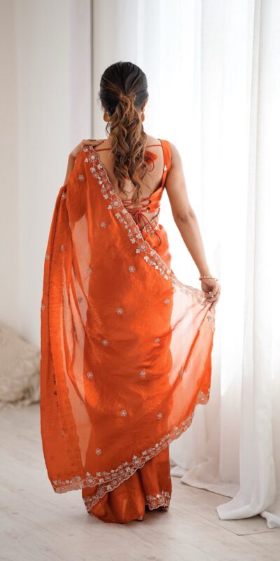 SP 61 Rust Color Fendy Silk Saree With Sequins Work. Wedding, Party, Festive, Events Get it for ₹2149. Delivery 4-6 Working Days. Online Best Shop now. | Creative Sarees, Bollywood Sarees, Designer Sarees, Embroidered Sarees, Ethnic Saree, Modern Digital sarees, Party Wear Sarees, Sarees