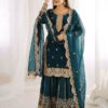 ZSR 3167 Teal Fendy Silk Salwar Suitwith Embroidery Work & Lace Work. Now at just ₹2149. Delivery 4-6 Working Days. Shop now. | Casual Suits, Jump Suits, Creative suits, Designer Suits, Palazzo Suits, Party Wear Suits, Patiala Suits, Salwar suit, Straight Suits