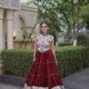KA 5071 Red Color Rayon Embroidery Work & Cowrie Work Lehenga Choli . Grab it for ₹2849. Delivery 4-6 Working Days. Shop now. | Bollywood Lehenga, Creative Lehenga, Designer Lehenga, Embroidered Lehenga, Lehenga, Party Wear Lehenga