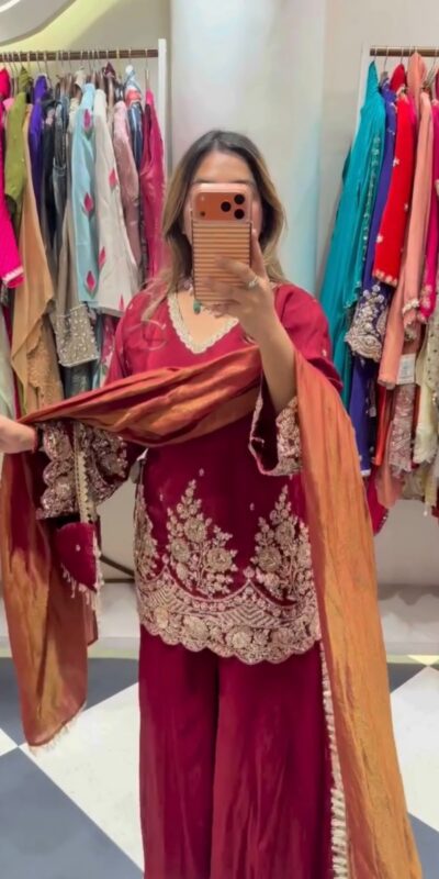 ZSR 3186 Maroon French Crep Silk Salwar Suit Perfect for Wedding, Party, Engagement, Baisakhi, Pongal – . Special Price ₹2249. Delivery 4-6 Working Days | Casual Suits, Jump Suits, Creative suits, Designer Suits, Palazzo Suits, Party Wear Suits, Patiala Suits, Salwar suit, Straight Suits
