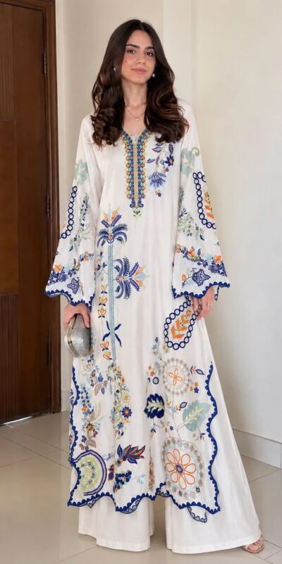 LG 2143 White Star Silk Salwar Suit with Embroidery Work & Sequins Work. Festive Deal ₹2399. Delivery 4-6 Working Days. Shop now. | Casual Suits, Jump Suits, Creative suits, Designer Suits, Palazzo Suits, Party Wear Suits, Patiala Suits, Salwar suit, Straight Suits
