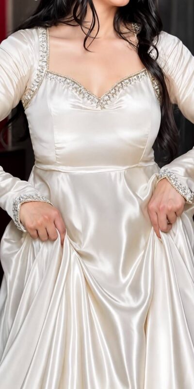 SSR 551 White Upada Silk Gown Perfect for Wedding, Party, Onam, Housewarming, Durga Puja –. Grab it for ₹2399. Delivery 4-6 Working Days. Shop now. | Bollywood Gowns, Creative Gowns, Designer Gowns, Embroidered Gowns, Gowns, Party Wear Gowns