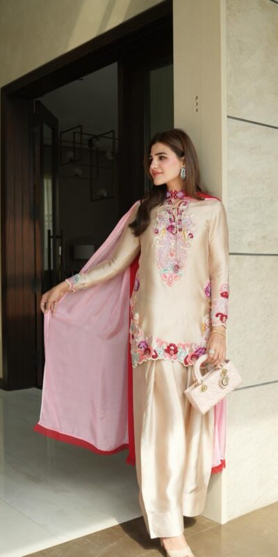 SR 1714 in Cream Embroidery Work Salwar Suit Natural Satin. Introductory Price ₹2149. Delivery 4-6 Working Days. Shop now. | Casual Suits, Jump Suits, Creative suits, Designer Suits, Palazzo Suits, Party Wear Suits, Patiala Suits, Salwar suit, Straight Suits