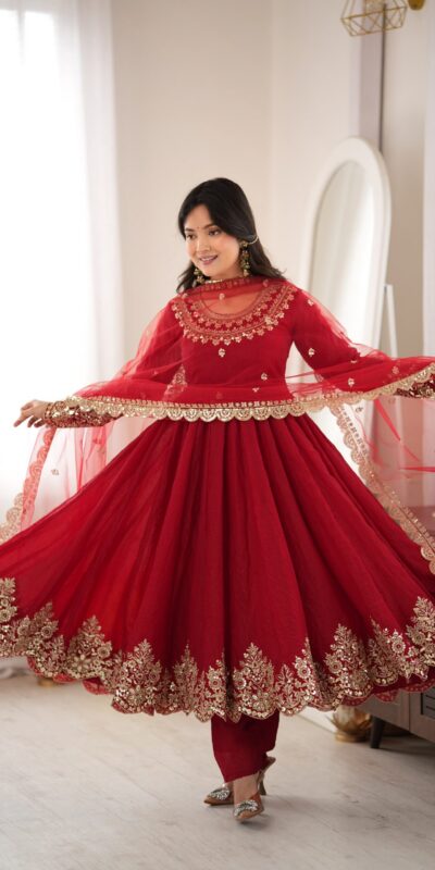 SR 1723 Maroon Doremon Crush Gown with Lace Work & Mirror Work. Exclusive Offer ₹2449. Delivery 4-6 Working Days. Shop now. | Bollywood Gowns, Creative Gowns, Designer Gowns, Embroidered Gowns, Gowns, Party Wear Gowns