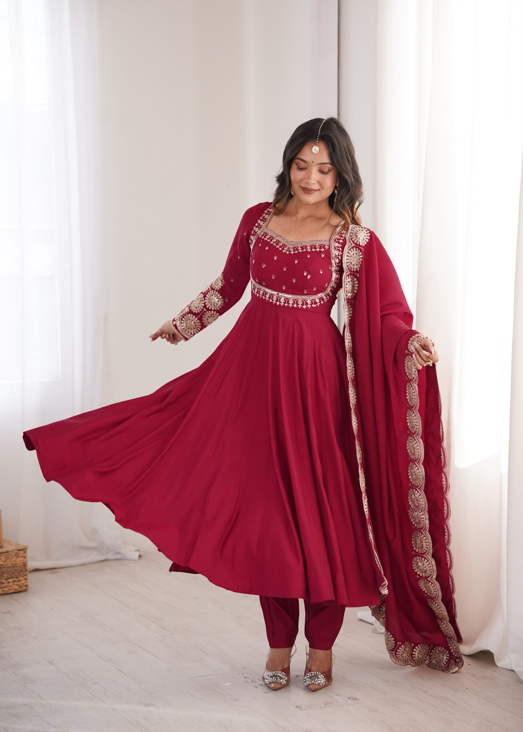 ZF 5026 Maroon Colour Roman Silk Salwar Suit with Embroidery Work. Best Price ₹2399. Delivery 4-6 Working Days. Online Shop now. | Anarkali Suits, Bollywood Anarkali, Creative-Anarkali, Designer Anarkali, Embroidered Anarkali, Party Wear Anarkali