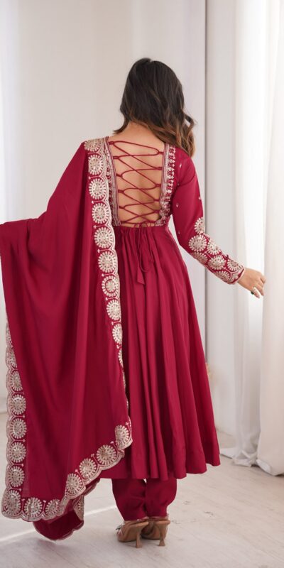 ZF 5026 Maroon Colour Roman Silk Salwar Suit with Embroidery Work. Best Price ₹2399. Delivery 4-6 Working Days. Online Shop now. | Anarkali Suits, Bollywood Anarkali, Creative-Anarkali, Designer Anarkali, Embroidered Anarkali, Party Wear Anarkali
