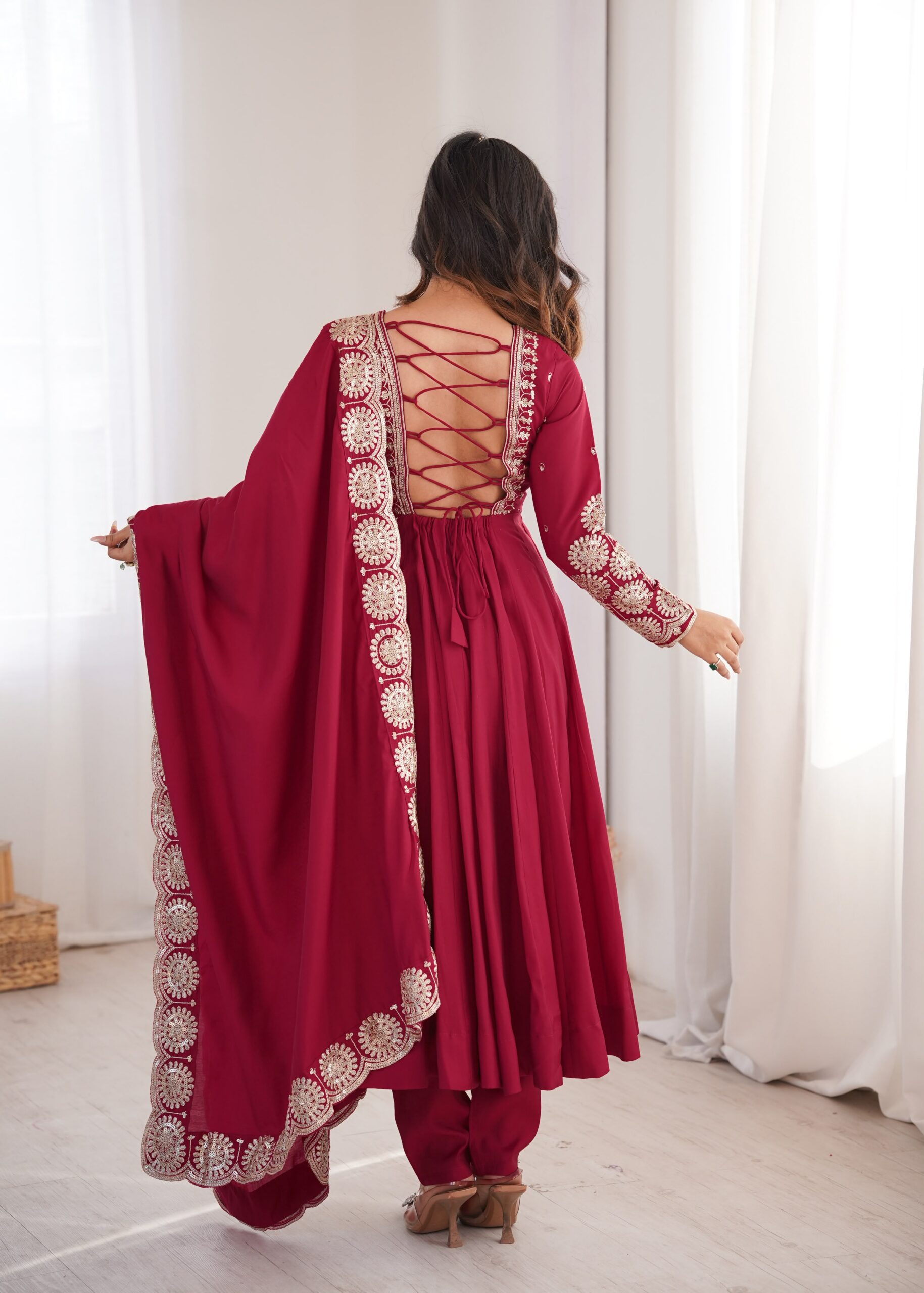 ZF 5026 Maroon Colour Roman Silk Salwar Suit with Embroidery Work. Best Price ₹2399. Delivery 4-6 Working Days. Online Shop now. | Anarkali Suits, Bollywood Anarkali, Creative-Anarkali, Designer Anarkali, Embroidered Anarkali, Party Wear Anarkali