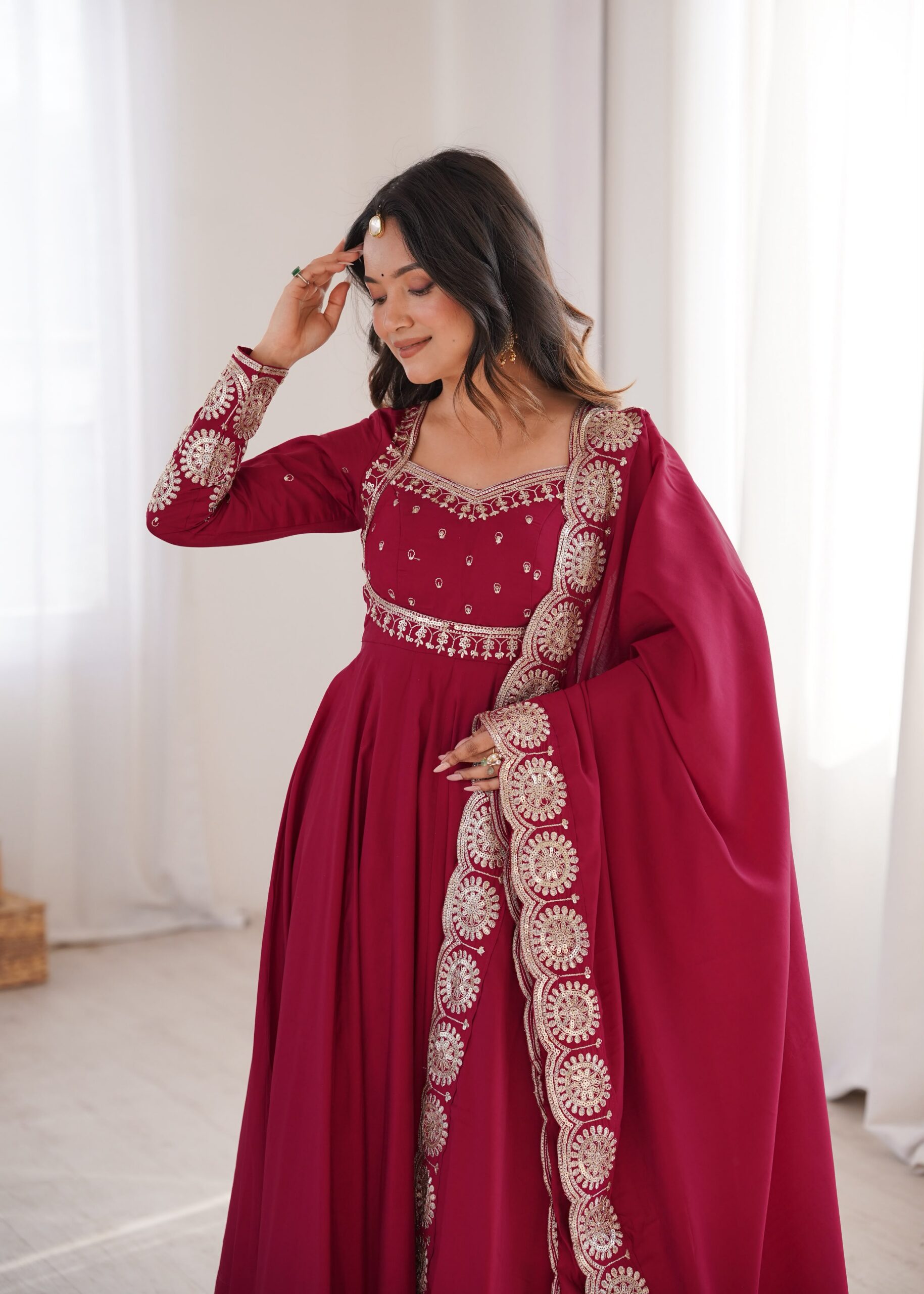 ZF 5026 Maroon Colour Roman Silk Salwar Suit with Embroidery Work. Best Price ₹2399. Delivery 4-6 Working Days. Online Shop now. | Anarkali Suits, Bollywood Anarkali, Creative-Anarkali, Designer Anarkali, Embroidered Anarkali, Party Wear Anarkali