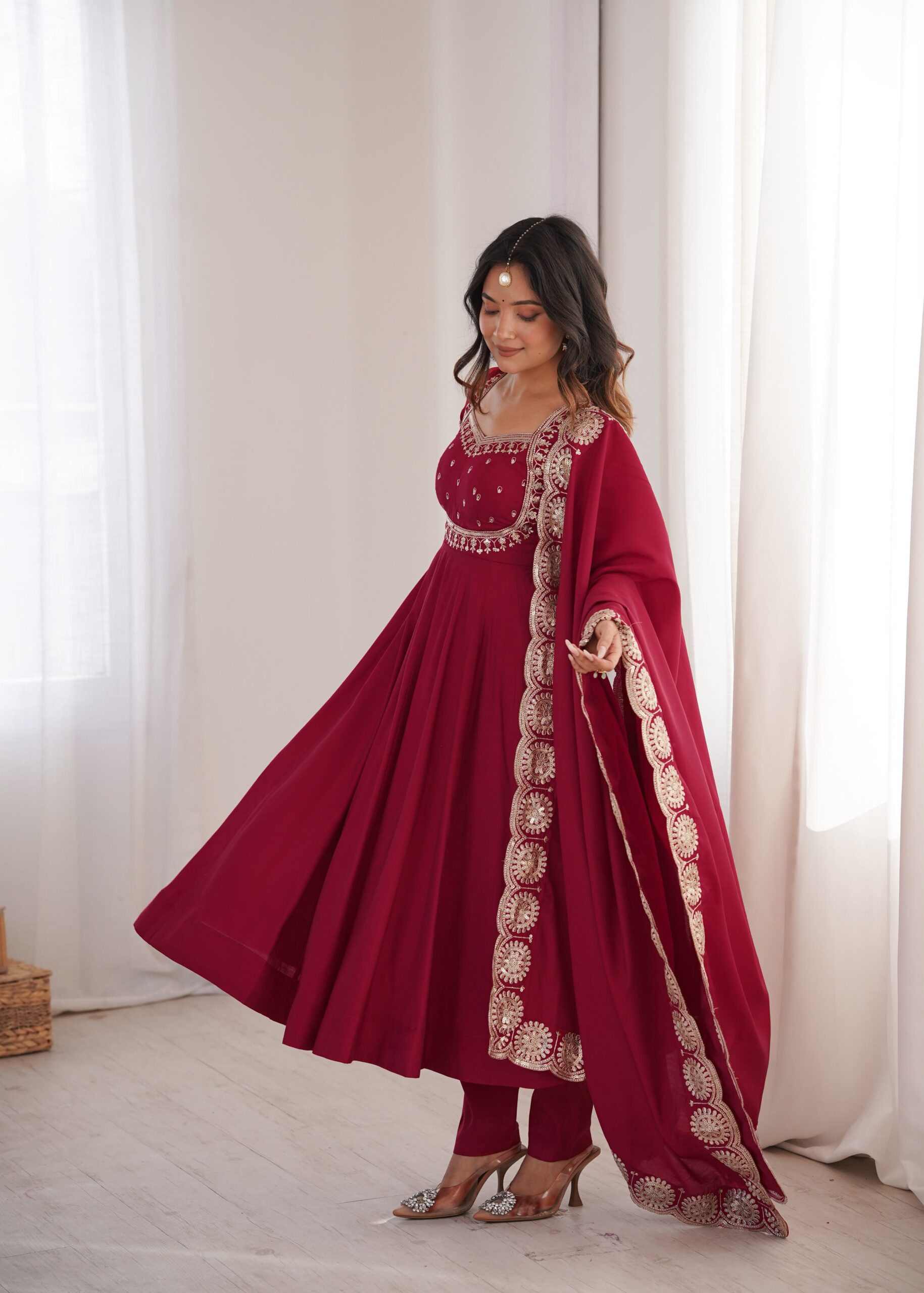 ZF 5026 Maroon Colour Roman Silk Salwar Suit with Embroidery Work. Best Price ₹2399. Delivery 4-6 Working Days. Online Shop now. | Anarkali Suits, Bollywood Anarkali, Creative-Anarkali, Designer Anarkali, Embroidered Anarkali, Party Wear Anarkali