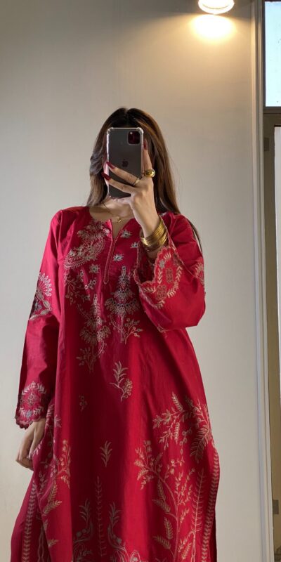 LG 2150 Red Mul Chanderi Salwar Suit with Embroidery Work & Sequins Work. Festive Deal ₹2349. Delivery 4-6 Working Days. Shop nowp | Casual Suits, Jump Suits, Creative suits, Designer Suits, Palazzo Suits, Party Wear Suits, Patiala Suits, Salwar suit, Straight Suits