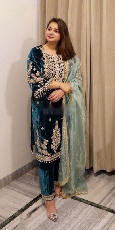 WW 1236 Blue Viscose Velvet Salwar Suit with Embroidery Work & Lace Work. Grab it for ₹2299. Delivery 4-6 Working Days. Shop now. | Casual Suits, Jump Suits, Creative suits, Designer Suits, Palazzo Suits, Party Wear Suits, Patiala Suits, Salwar suit, Straight Suits