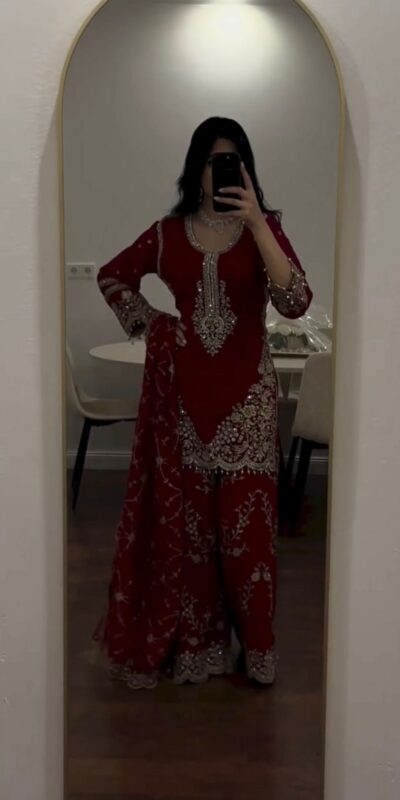 ZSR 3187 Maroon Faux Georgette Salwar Suit with Mirror Work & Embroidery Work. Get it for ₹2349. Delivery 4-6 Working Days. Shop now. | Casual Suits, Jump Suits, Creative suits, Designer Suits, Palazzo Suits, Party Wear Suits, Patiala Suits, Salwar suit, Straight Suits