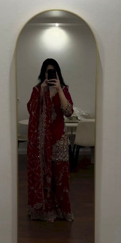 ZSR 3187 Maroon Faux Georgette Salwar Suit with Mirror Work & Embroidery Work. Get it for ₹2349. Delivery 4-6 Working Days. Shop now. | Casual Suits, Jump Suits, Creative suits, Designer Suits, Palazzo Suits, Party Wear Suits, Patiala Suits, Salwar suit, Straight Suits