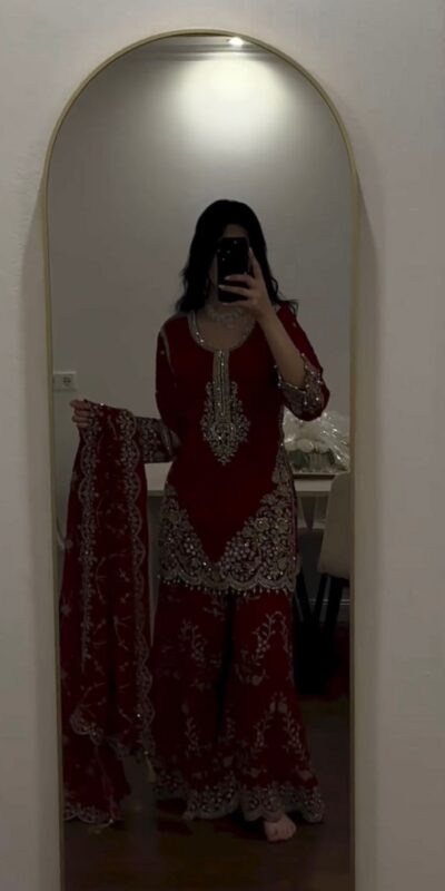 ZSR 3187 Maroon Faux Georgette Salwar Suit with Mirror Work & Embroidery Work. Get it for ₹2349. Delivery 4-6 Working Days. Shop now. | Casual Suits, Jump Suits, Creative suits, Designer Suits, Palazzo Suits, Party Wear Suits, Patiala Suits, Salwar suit, Straight Suits