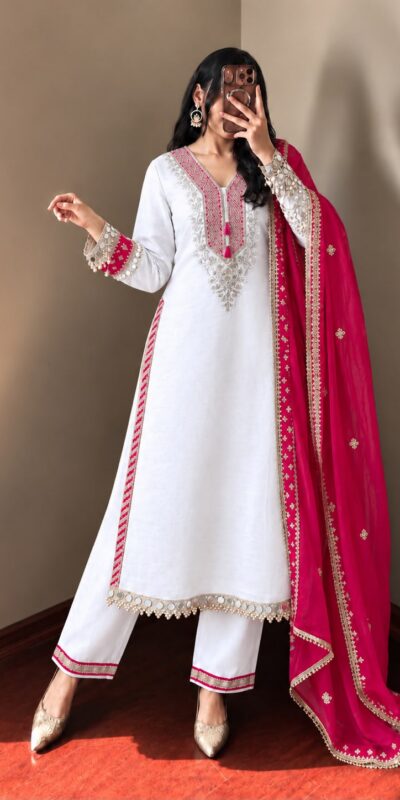 ZSR 3190 White Color Chinon Silk Embroidery Work Salwar Suit . Get it for ₹2349. Delivery 4-6 Working Days. Online Shop now. | Casual Suits, Jump Suits, Creative suits, Designer Suits, Palazzo Suits, Party Wear Suits, Patiala Suits, Salwar suit, Straight Suits