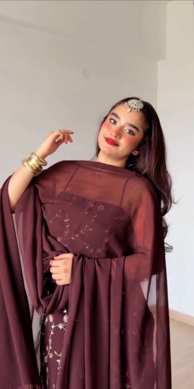 RTC 6067 Brown Faux Georgette Salwar Suit with Mirror Work & Embroidery Work. Get it for ₹2049. Delivery 4-6 Working Days. Shop now. | Casual Suits, Jump Suits, Creative suits, Designer Suits, Palazzo Suits, Party Wear Suits, Patiala Suits, Salwar suit, Straight Suits