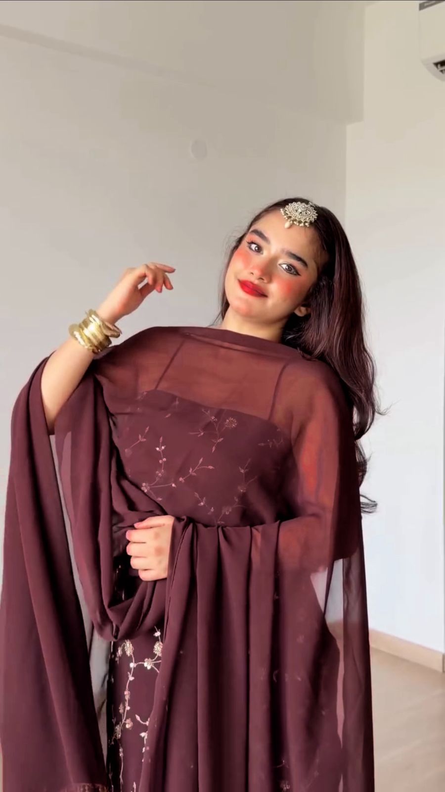 RTC 6067 Brown Faux Georgette Salwar Suit with Mirror Work & Embroidery Work. Get it for ₹2049. Delivery 4-6 Working Days. Shop now. | Casual Suits, Jump Suits, Creative suits, Designer Suits, Palazzo Suits, Party Wear Suits, Patiala Suits, Salwar suit, Straight Suits
