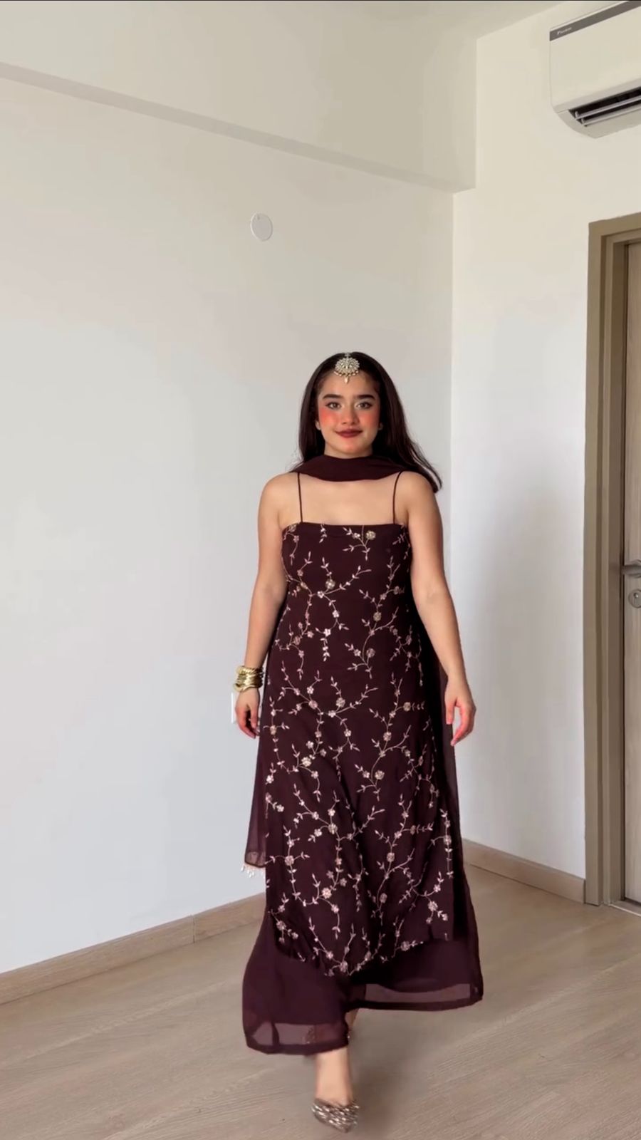RTC 6067 Brown Faux Georgette Salwar Suit with Mirror Work & Embroidery Work. Get it for ₹2049. Delivery 4-6 Working Days. Shop now. | Casual Suits, Jump Suits, Creative suits, Designer Suits, Palazzo Suits, Party Wear Suits, Patiala Suits, Salwar suit, Straight Suits