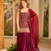 ST 1192 Maroon Faux Georgette Salwar Suit with Embroidery Work. Available at ₹2349 only. Delivery 4-6 Working Days. Shop now. | Casual Suits, Jump Suits, Tops & Bottoms, Track Suits, Trendy Wear, Creative suits, Designer Suits, Palazzo Suits, Party Wear Suits, Patiala Suits, Salwar suit, Straight Suits