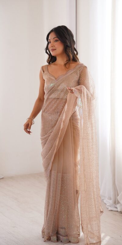 SP 90 Cream Soft Net Saree with Sequins Work & Embroidery Work. Available at ₹2299 only. Delivery 4-6 Working Days. Shop now. | Creative Sarees, Bollywood Sarees, Designer Sarees, Embroidered Sarees, Ethnic Saree, Modern Digital sarees, Party Wear Sarees, Sarees