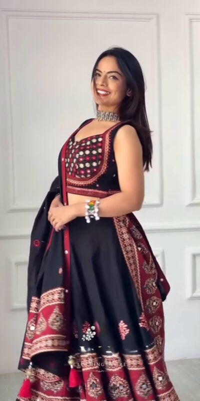 BE 503 Black | Printed Roman Lehenga Choli with Mirror Work. Affordable Price ₹2299. Delivery 4-6 Working Days. Shop now. | Bollywood Lehenga, Creative Lehenga, Designer Lehenga, Embroidered Lehenga, Lehenga, Party Wear Lehenga