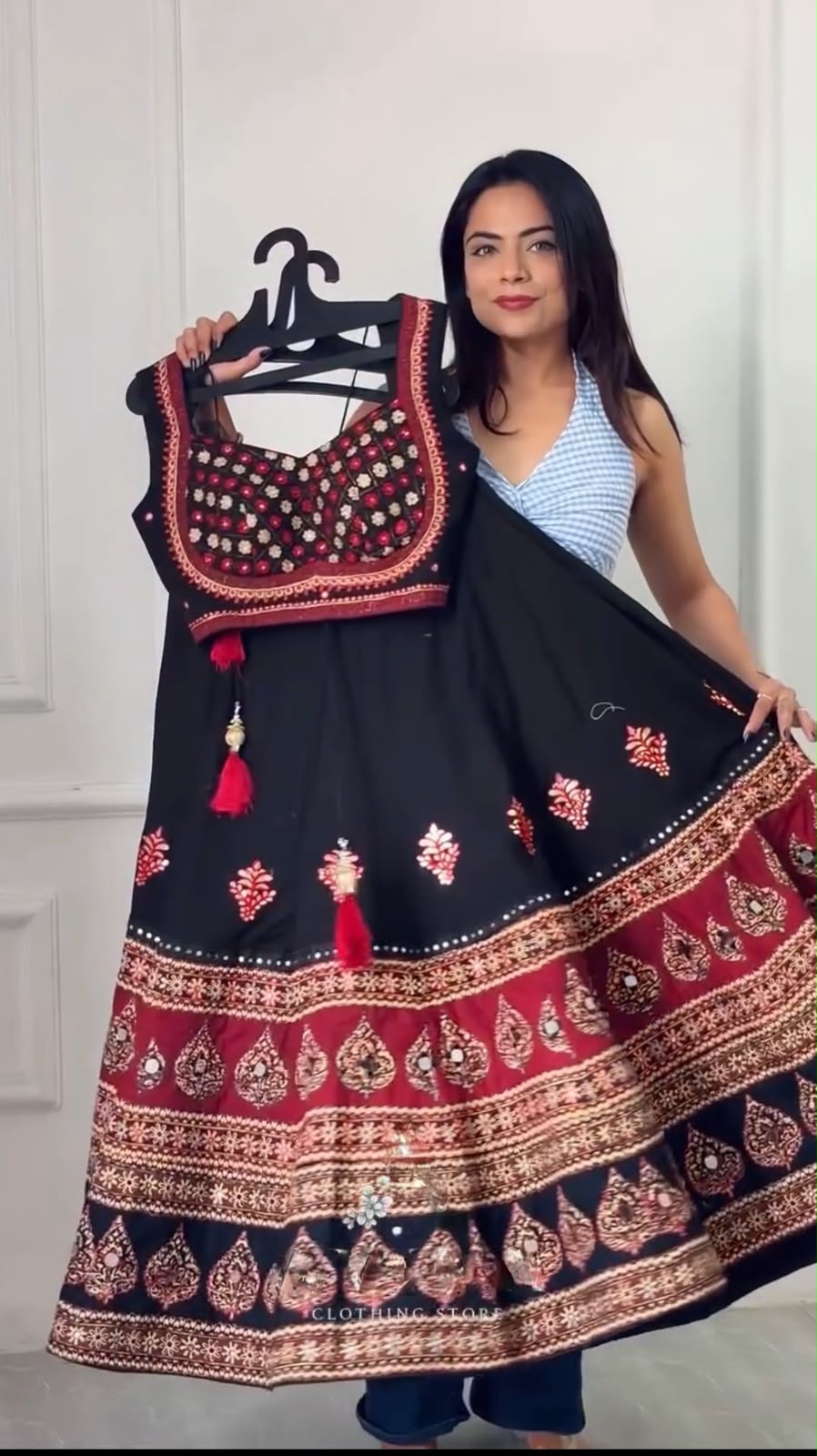 BE 503 Black | Printed Roman Lehenga Choli with Mirror Work. Affordable Price ₹2299. Delivery 4-6 Working Days. Shop now. | Bollywood Lehenga, Creative Lehenga, Designer Lehenga, Embroidered Lehenga, Lehenga, Party Wear Lehenga