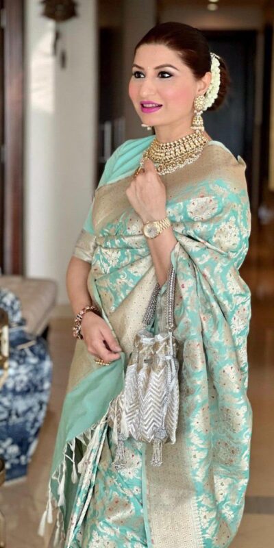 KPR 242 Sea Green Soft Lichi Silk Saree with Lace Work & Lace Border. Introductory Price ₹1649. Delivery 4-6 Working Days. Shop now. | Creative Sarees, Bollywood Sarees, Designer Sarees, Embroidered Sarees, Ethnic Saree, Modern Digital sarees, Party Wear Sarees, Sarees