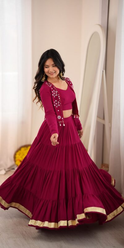 SP 94 Maroon Color Rayon Embroidery Work & Cowrie Work Lehenga Choli . Grab it for ₹2899. Delivery 4-6 Working Days. Shop now. | Bollywood Lehenga, Creative Lehenga, Designer Lehenga, Embroidered Lehenga, Lehenga, Party Wear Lehenga
