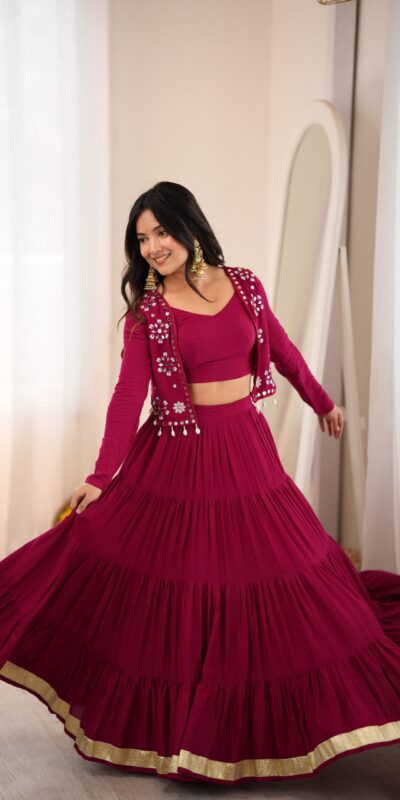 SP 94 Maroon Color Rayon Embroidery Work & Cowrie Work Lehenga Choli . Grab it for ₹2899. Delivery 4-6 Working Days. Shop now. | Bollywood Lehenga, Creative Lehenga, Designer Lehenga, Embroidered Lehenga, Lehenga, Party Wear Lehenga