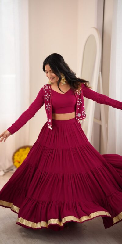 SP 94 Maroon Color Rayon Embroidery Work & Cowrie Work Lehenga Choli . Grab it for ₹2899. Delivery 4-6 Working Days. Shop now. | Bollywood Lehenga, Creative Lehenga, Designer Lehenga, Embroidered Lehenga, Lehenga, Party Wear Lehenga