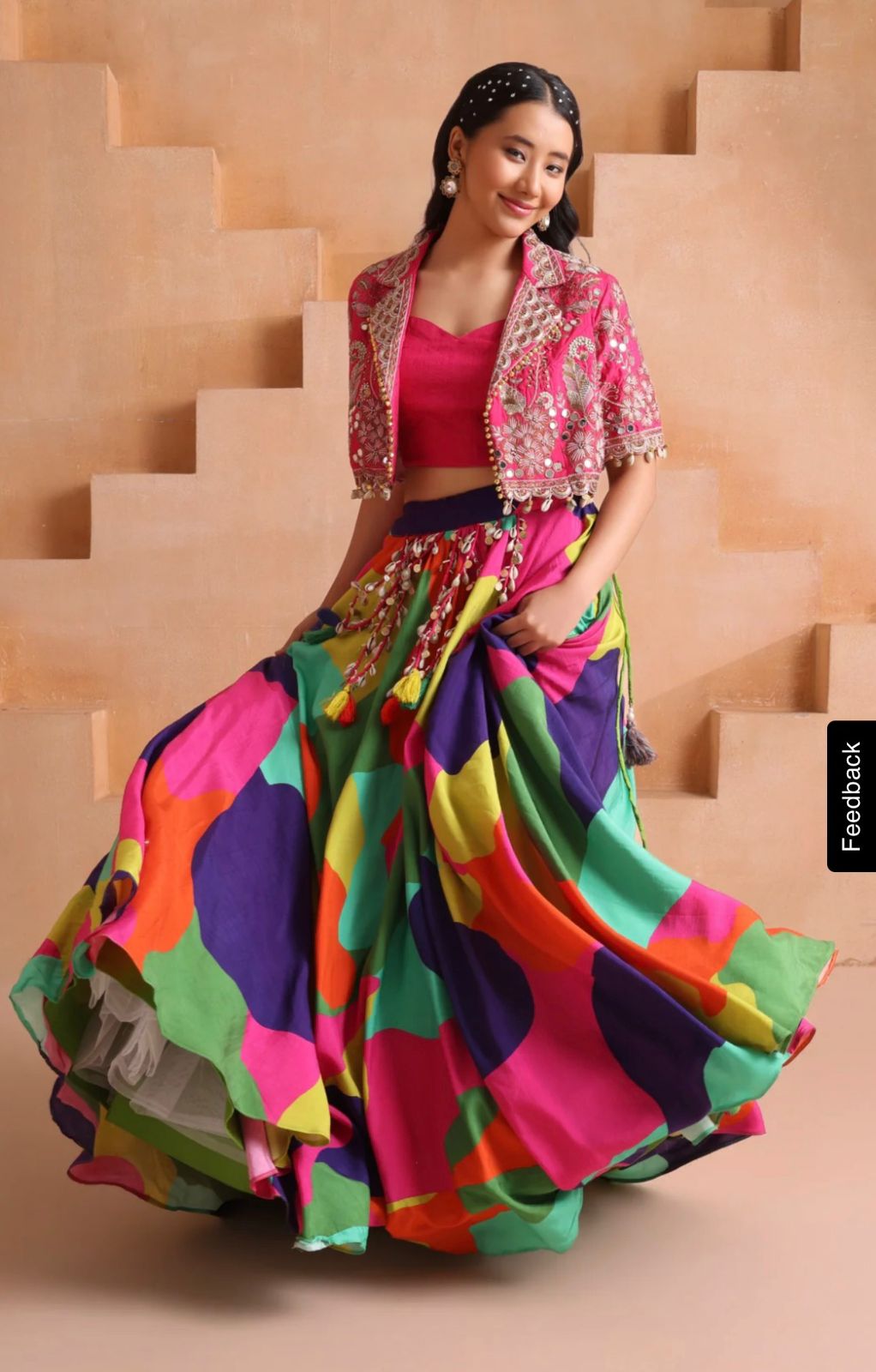 Fancy Pink Chinon Silk Sequence Work Lehenga Choli - Image 4