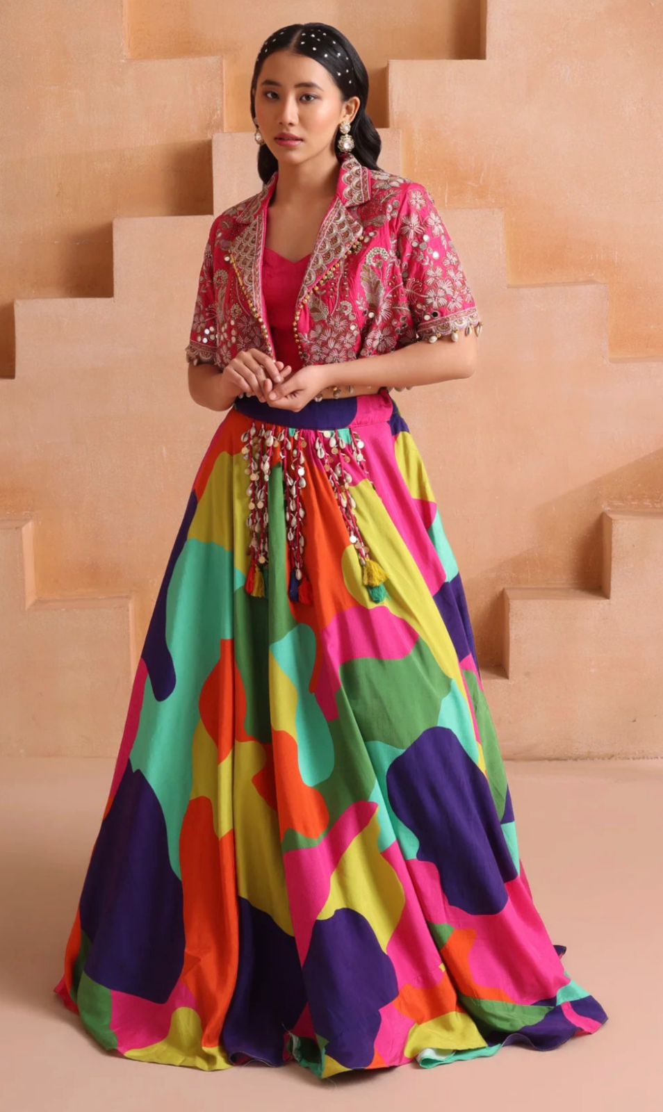 Fancy Pink Chinon Silk Sequence Work Lehenga Choli - Image 3
