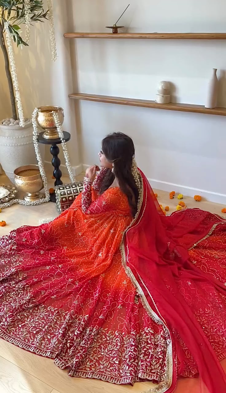 Perfect Red Faux Georgette Thread Work Salwar Suit - Image 8