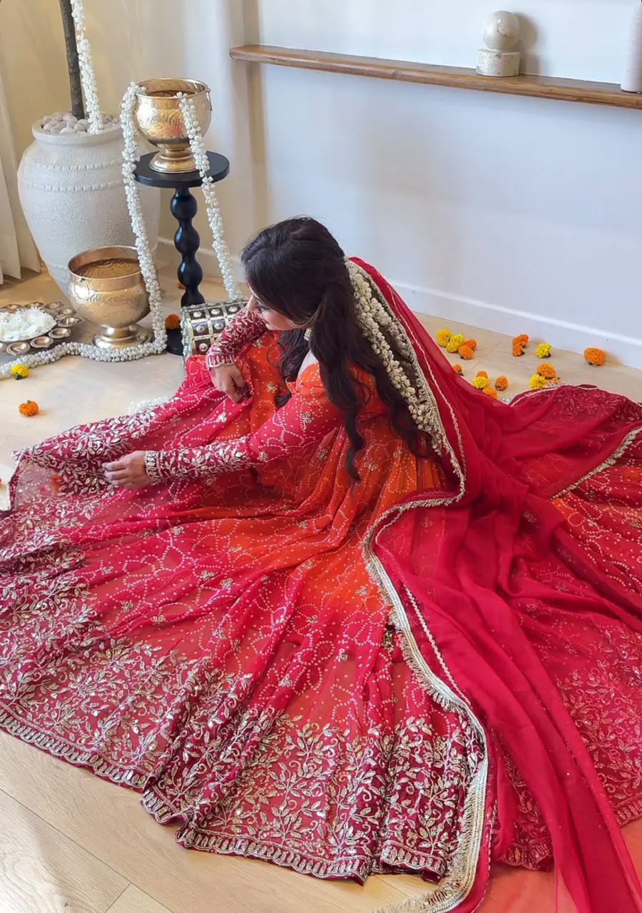 Perfect Red Faux Georgette Thread Work Salwar Suit - Image 6