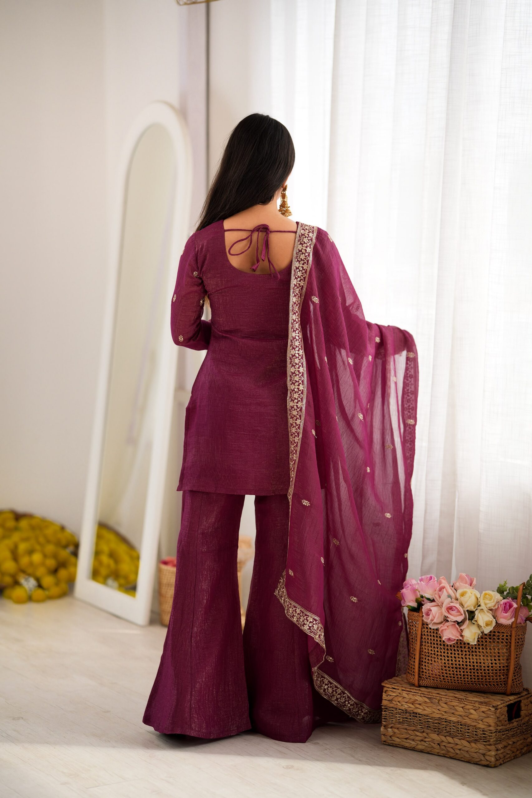 Super Maroon Crunchy Silk Sequence Work Salwar Suit - Image 8