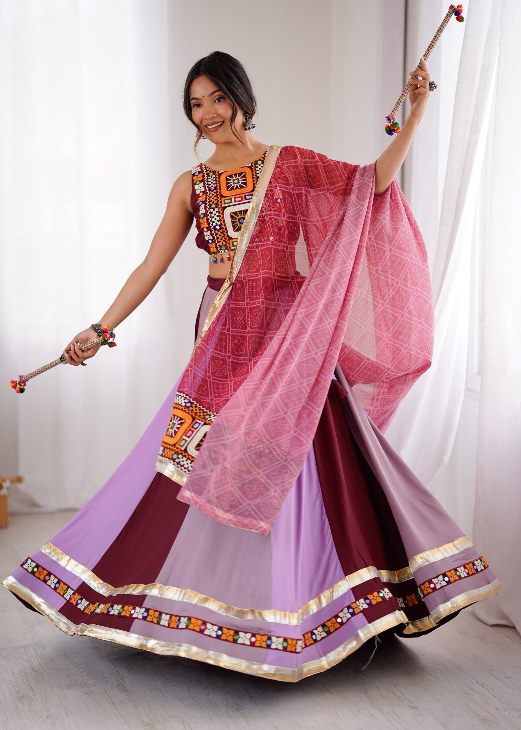 Trendy Maroon Rayon Gamthi Work Lehenga Choli - Image 6