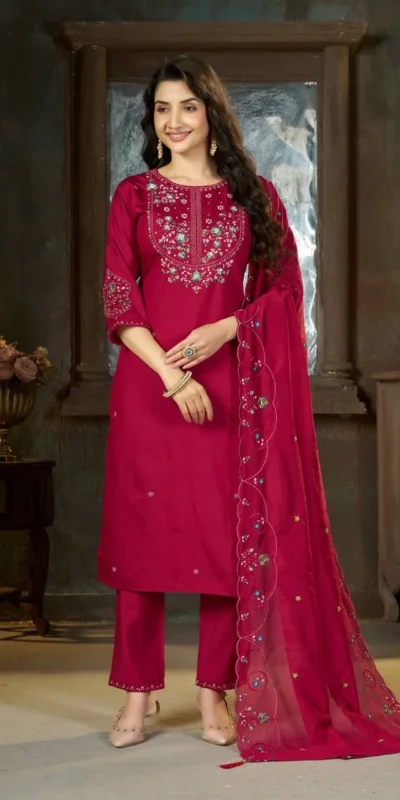 DIVA 177 Pink Thread Embroidery & Embroidery Work Salwar Suit in Brown Marina Silk. Now at just ₹2399. Delivery 4-6 Working Days. Shop now. | Casual Suits, Jump Suits, Creative suits, Designer Suits, Palazzo Suits, Party Wear Suits, Patiala Suits, Salwar suit, Straight Suits