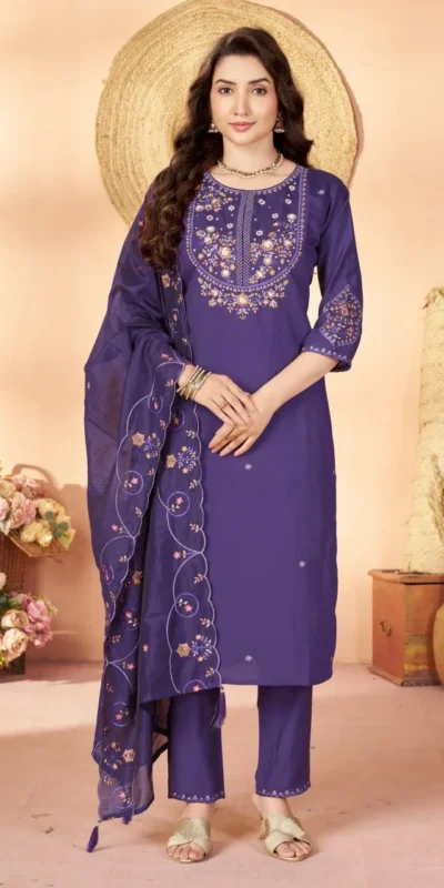 DIVA 177 Purple Thread Embroidery & Embroidery Work Salwar Suit in Brown Marina Silk. Now at just ₹2399. Delivery 4-6 Working Days. Shop now. | Casual Suits, Jump Suits, Creative suits, Designer Suits, Palazzo Suits, Party Wear Suits, Patiala Suits, Salwar suit, Straight Suits