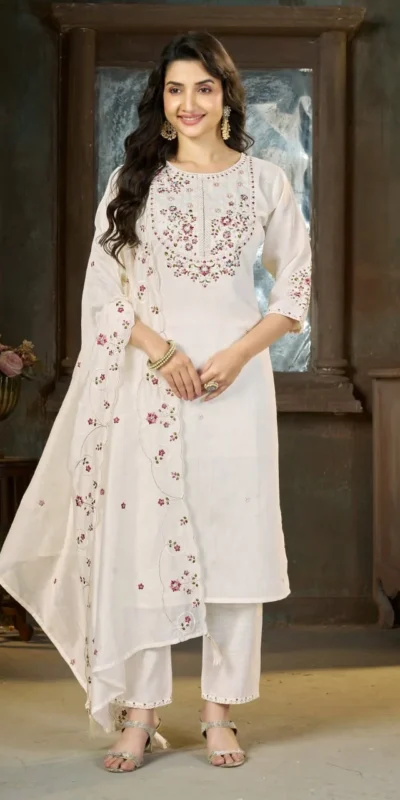 DIVA 177 White Thread Embroidery & Embroidery Work Salwar Suit in Brown Marina Silk. Now at just ₹2399. Delivery 4-6 Working Days. Shop now. | Casual Suits, Jump Suits, Creative suits, Designer Suits, Palazzo Suits, Party Wear Suits, Patiala Suits, Salwar suit, Straight Suits