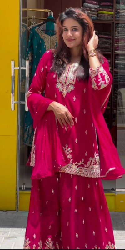 MD 3046 Red Color Chinon Silk Salwar Suit with Embroidery Work. Online Get it for ₹2319. Delivery 4-6 Working Days. Shop now. | Casual Suits, Jump Suits, Creative suits, Designer Suits, Palazzo Suits, Party Wear Suits, Patiala Suits, Salwar suit, Straight Suits