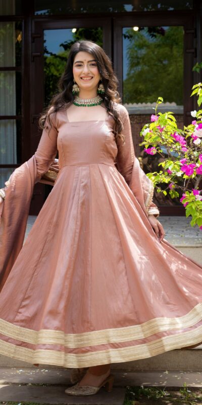 ND 5078 Brown Vichitra Salwar Suit with Sequins Work & Embroidery Work. Available at ₹2449 only. Delivery 4-6 Working Days. Shop now. | Anarkali Suits, Bollywood Anarkali, Creative-Anarkali, Designer Anarkali, Embroidered Anarkali, Party Wear Anarkali, Salwar suit