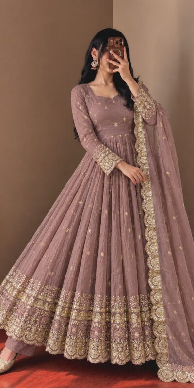 JF 059 Onion Fendy Silk Gown with Embroidery Work & Sequins Work. Special Price ₹2799. Delivery 4-6 Working Days. Shop now. | Bollywood Gowns, Creative Gowns, Designer Gowns, Embroidered Gowns, Gowns, Party Wear Gowns