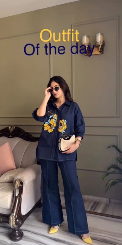BE 512 Blue in Cotton Denim Embroidery Work & Sequins Work Kurti . Grab it for ₹1999. Delivery 4-6 Working Days. Shop now. | Bollywood Kurti, Creative Kurtis, Designer Kurti, Kurti, Party Wear Kurti, Selfie Kurti