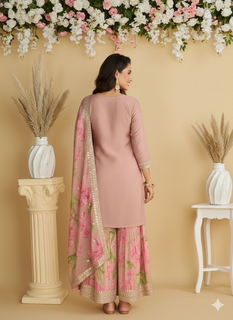 FC 10071 Pink Chinon Silk Salwar Suit with Embroidery Work & Sequins Work. Get it for ₹3049. Delivery 4-6 Working Days. Shop now. | Casual Suits, Jump Suits, Creative suits, Designer Suits, Palazzo Suits, Party Wear Suits, Patiala Suits, Salwar suit, Straight Suits