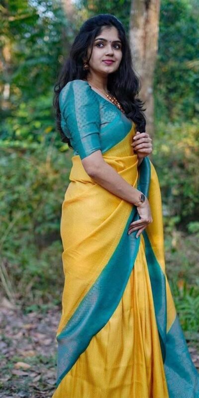KP 5019 Yellow Soft Lichi Jacquard Work Saree for Wedding, Party, Cultural Events, Traditional Day, Pooja . Grab it for ₹1649. Delivery 4-6 Working Day | Creative Sarees, Bollywood Sarees, Designer Sarees, Embroidered Sarees, Ethnic Saree, Modern Digital sarees, Party Wear Sarees, Sarees