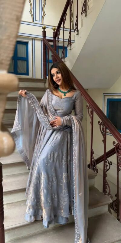 NF 1277 Grey in Fendy Silk Embroidery Work & Sequins Work Salwar Suit . Now at just ₹2899. Delivery 4-6 Working Days. Shop now. | Casual Suits, Jump Suits, Creative suits, Designer Suits, Palazzo Suits, Party Wear Suits, Patiala Suits, Salwar suit, Straight Suits