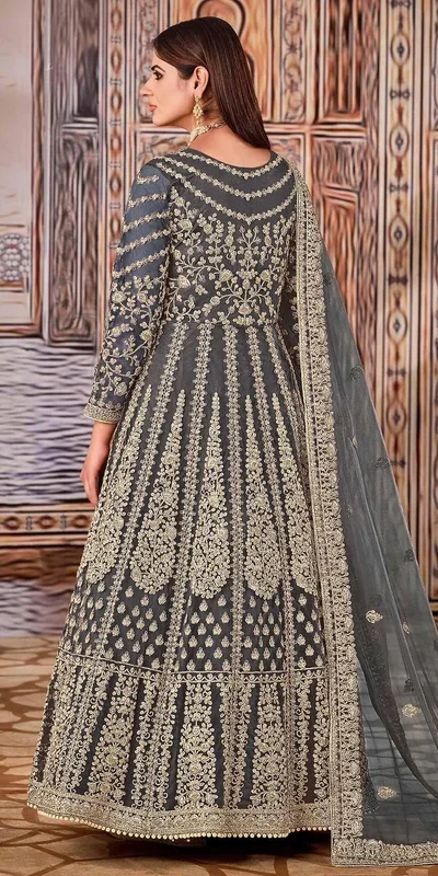 FC 2701 Grey Sequins Work & Embroidery Work Salwar Suitin Peach Butterfly Net. Grab it for ₹3149. Delivery 4-6 Working Days. Shop now. | Casual Suits, Jump Suits, Creative suits, Designer Suits, Palazzo Suits, Party Wear Suits, Patiala Suits, Salwar suit, Straight Suits