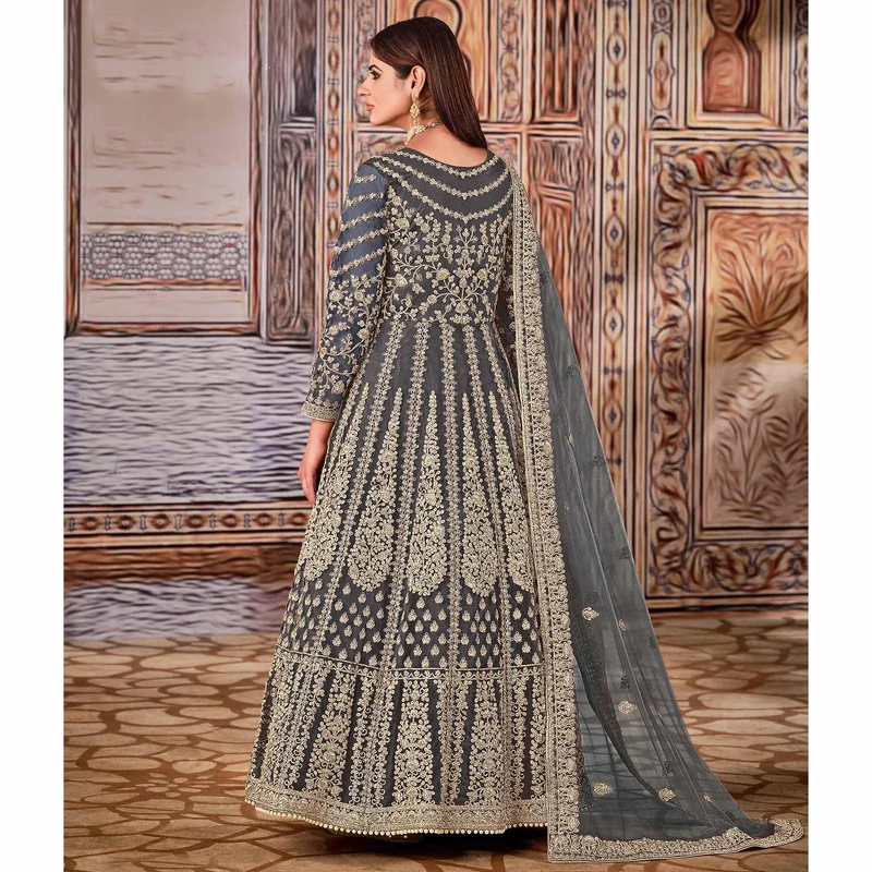 FC 2701 Grey Sequins Work & Embroidery Work Salwar Suitin Peach Butterfly Net. Grab it for ₹3149. Delivery 4-6 Working Days. Shop now. | Casual Suits, Jump Suits, Creative suits, Designer Suits, Palazzo Suits, Party Wear Suits, Patiala Suits, Salwar suit, Straight Suits