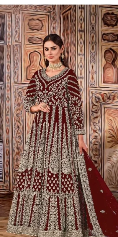 FC 2701 Maroon Sequins Work & Embroidery Work Salwar Suitin Peach Butterfly Net. Grab it for ₹3149. Delivery 4-6 Working Days. Shop now. | Casual Suits, Jump Suits, Creative suits, Designer Suits, Palazzo Suits, Party Wear Suits, Patiala Suits, Salwar suit, Straight Suits